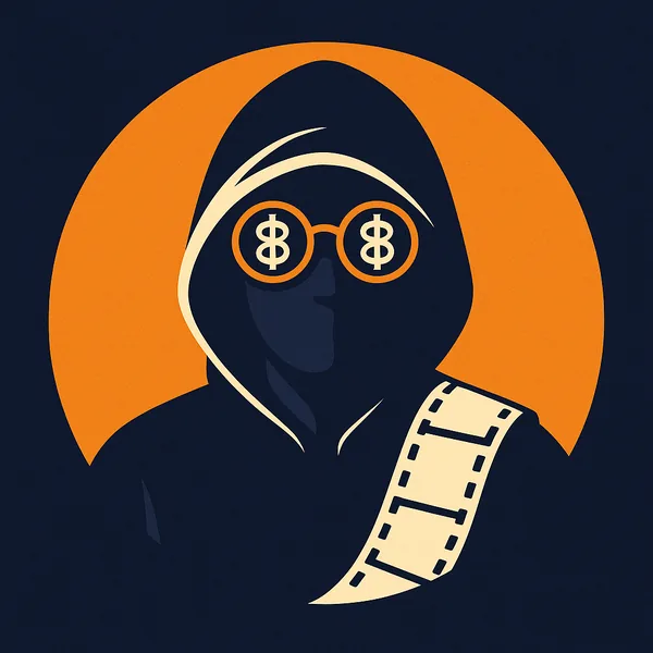 Avatar of a hooded figure wearing sunglasses with film-reel lenses and a strip of cinema film on one shoulder
